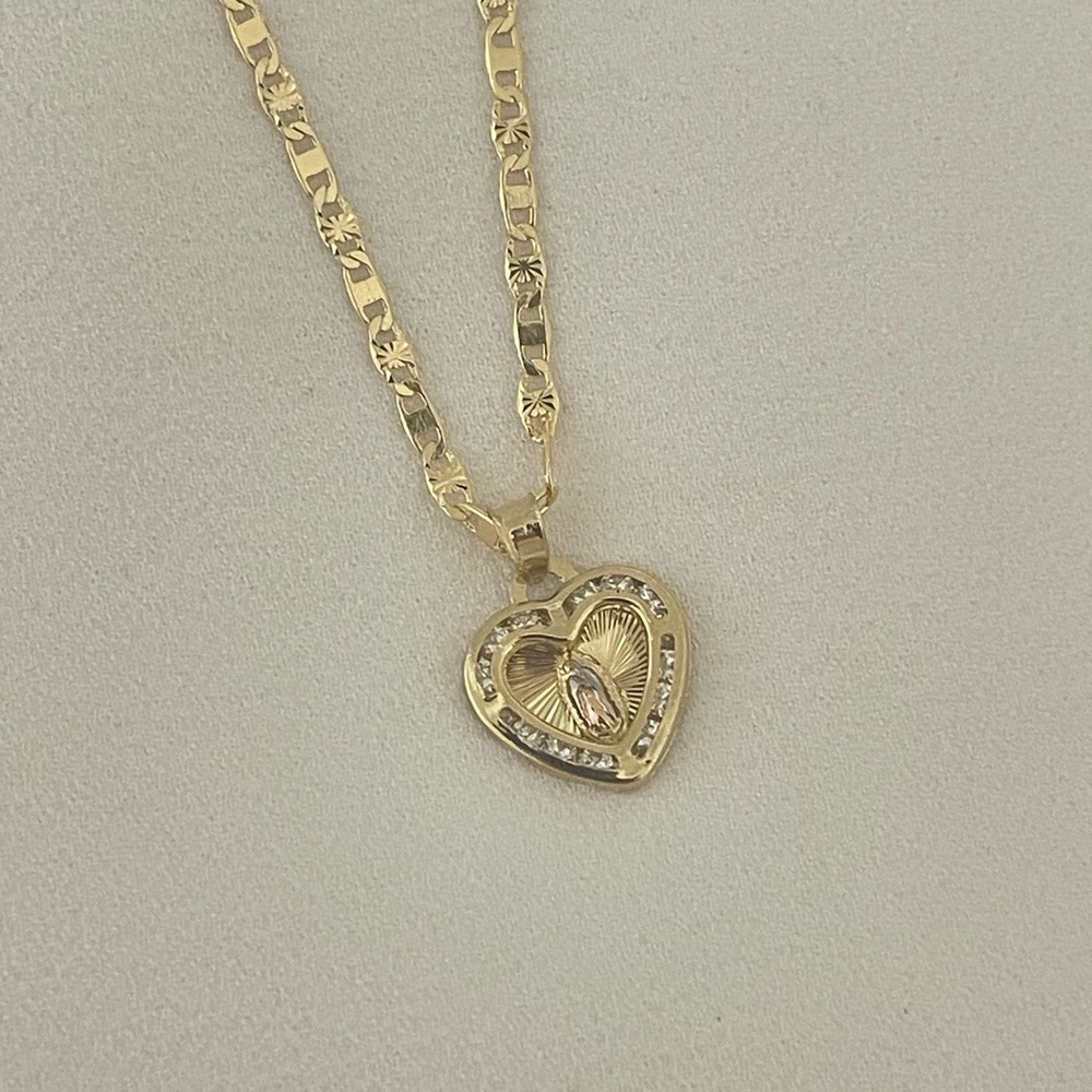 14k Gold Filled Our Lady Of Guadalupe Heart  Necklace Virgencita de Guadalupe - Picture 7 of 10